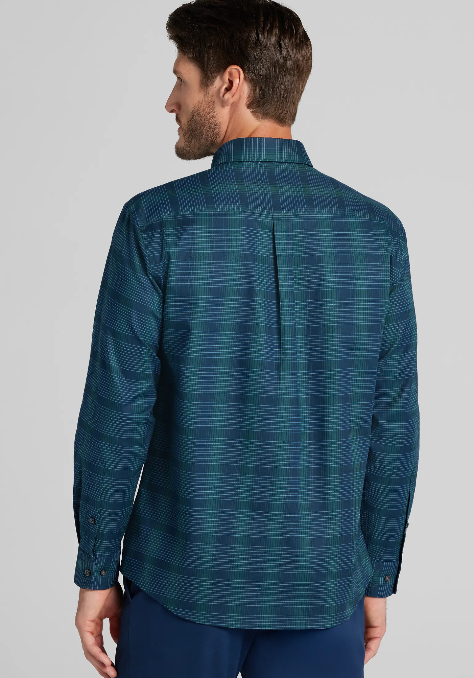 Jos. A. Bank Tailored Fit Large Plaid Button Up Shirt