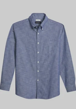 Jos. A. Bank Tailored Fit Long Sleeve Chambray Button Up Shirt