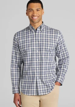Jos. A. Bank Tailored Fit Medium Plaid Button Up Shirt