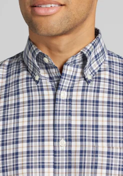 Jos. A. Bank Tailored Fit Medium Plaid Button Up Shirt