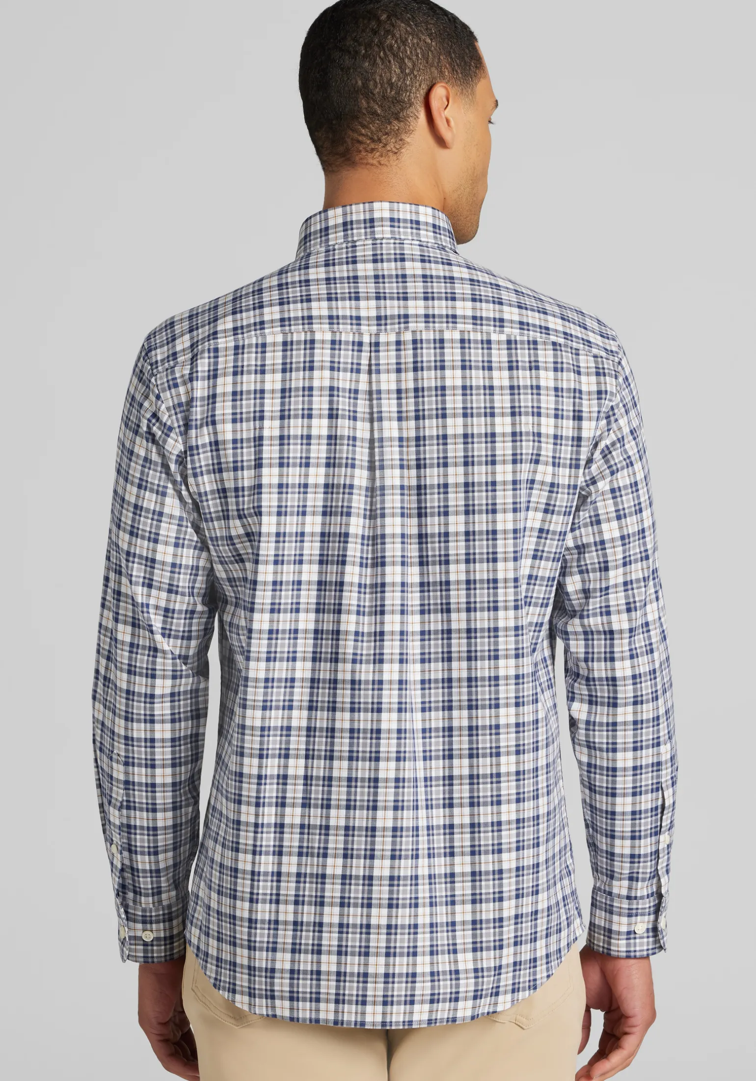 Jos. A. Bank Tailored Fit Medium Plaid Button Up Shirt