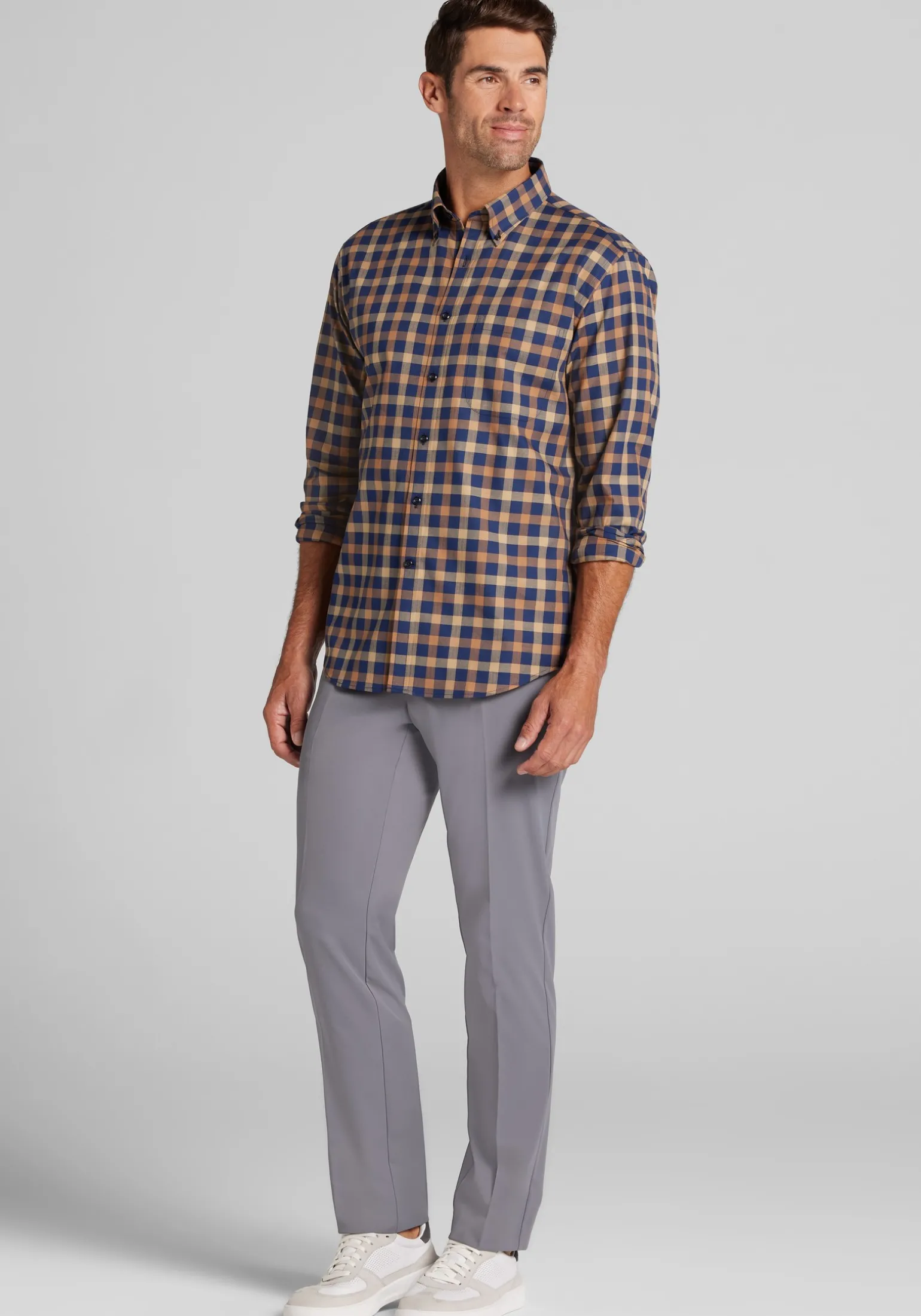 Jos. A. Bank Tailored Fit Medium Gingham Plaid Button Up Shirt