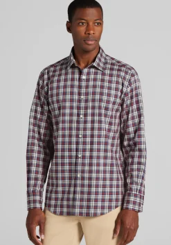 Jos. A. Bank Tailored Fit Medium Plaid Button Up Shirt
