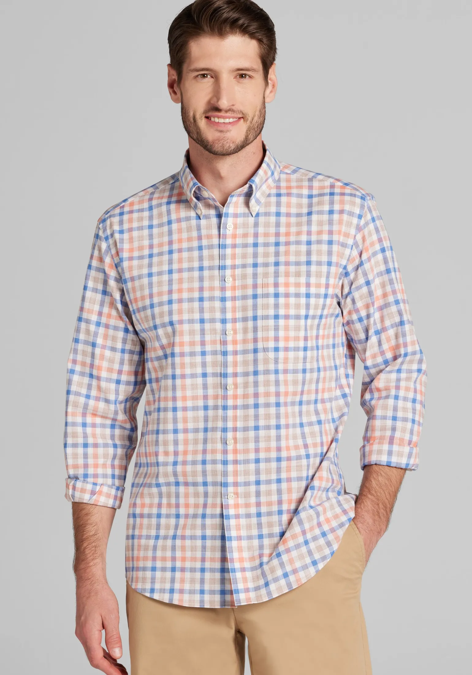 Jos. A. Bank Tailored Fit Multi Plaid Button Up Shirt