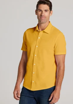 Jos. A. Bank Tailored Fit Pique Short Sleeve Button Up Shirt - Big & Tall