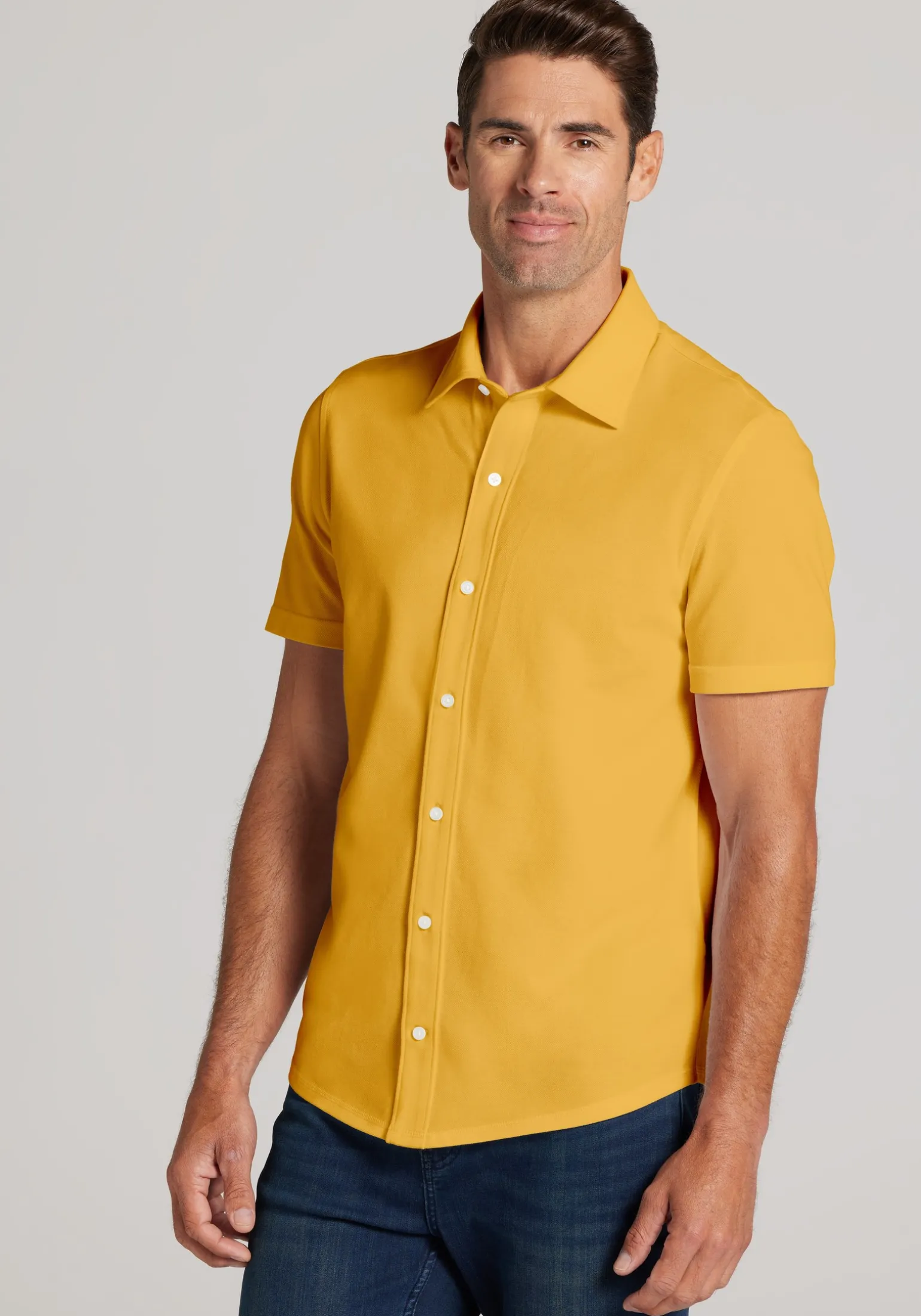 Jos. A. Bank Tailored Fit Pique Short Sleeve Button Up Shirt - Big & Tall