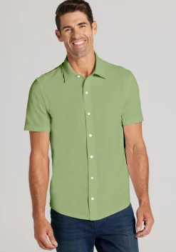 Jos. A. Bank Tailored Fit Pique Short Sleeve Button Up Shirt - Big & Tall
