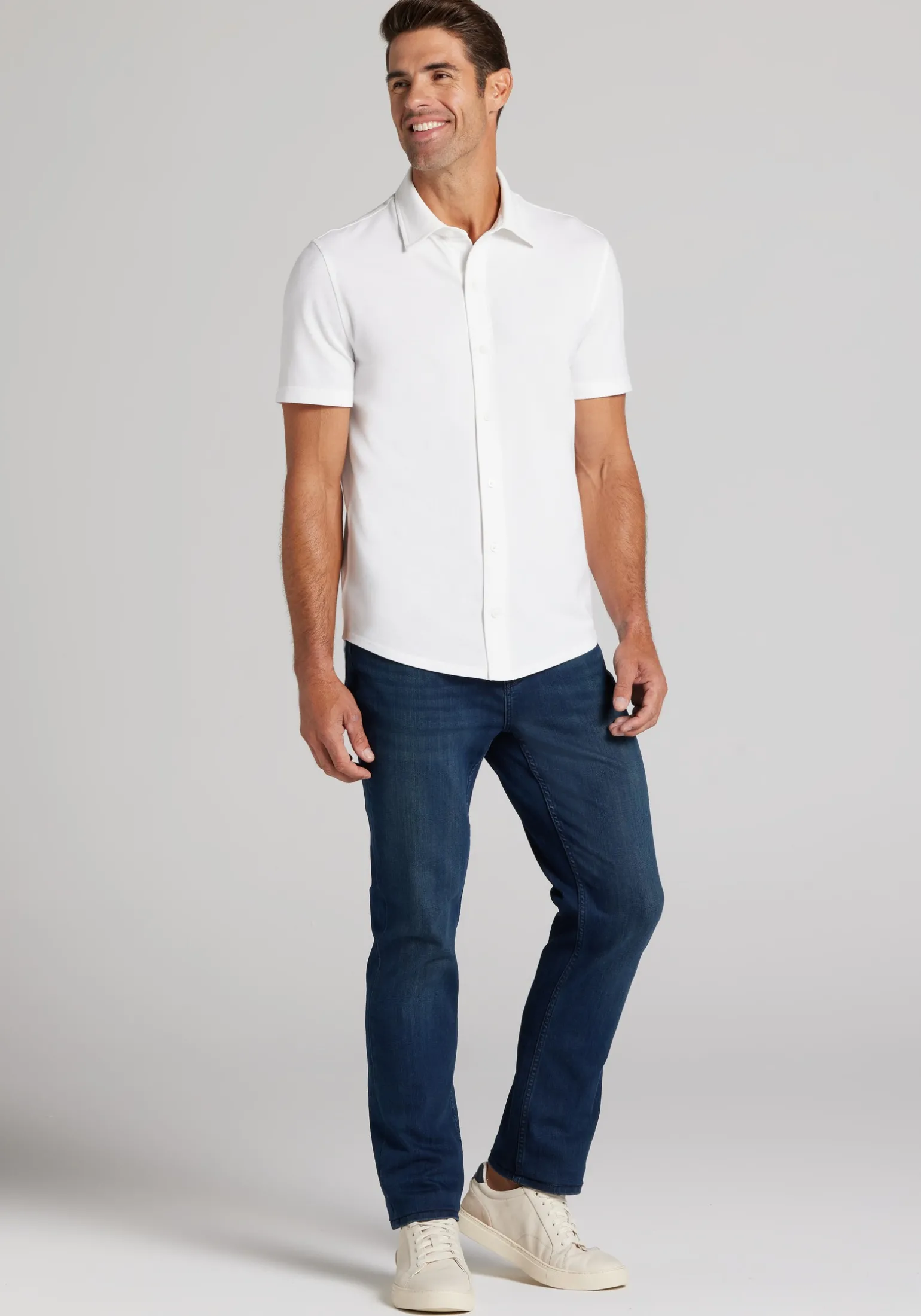 Jos. A. Bank Tailored Fit Pique Short Sleeve Button Up Shirt
