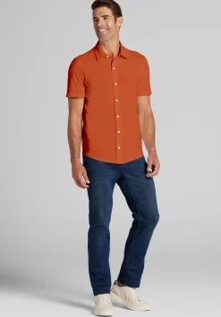 Jos. A. Bank Tailored Fit Pique Short Sleeve Button Up Shirt