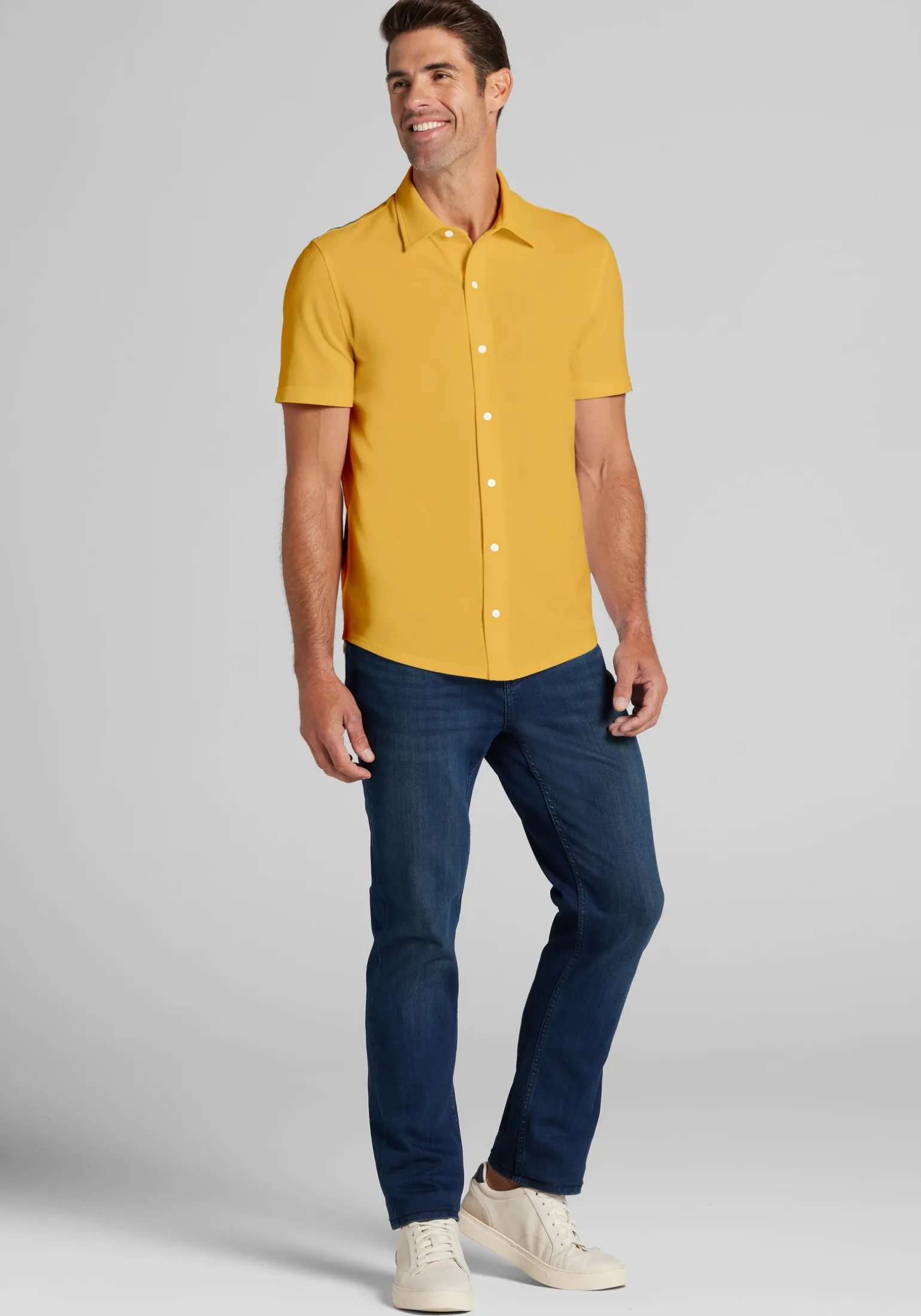 Jos. A. Bank Tailored Fit Pique Short Sleeve Button Up Shirt
