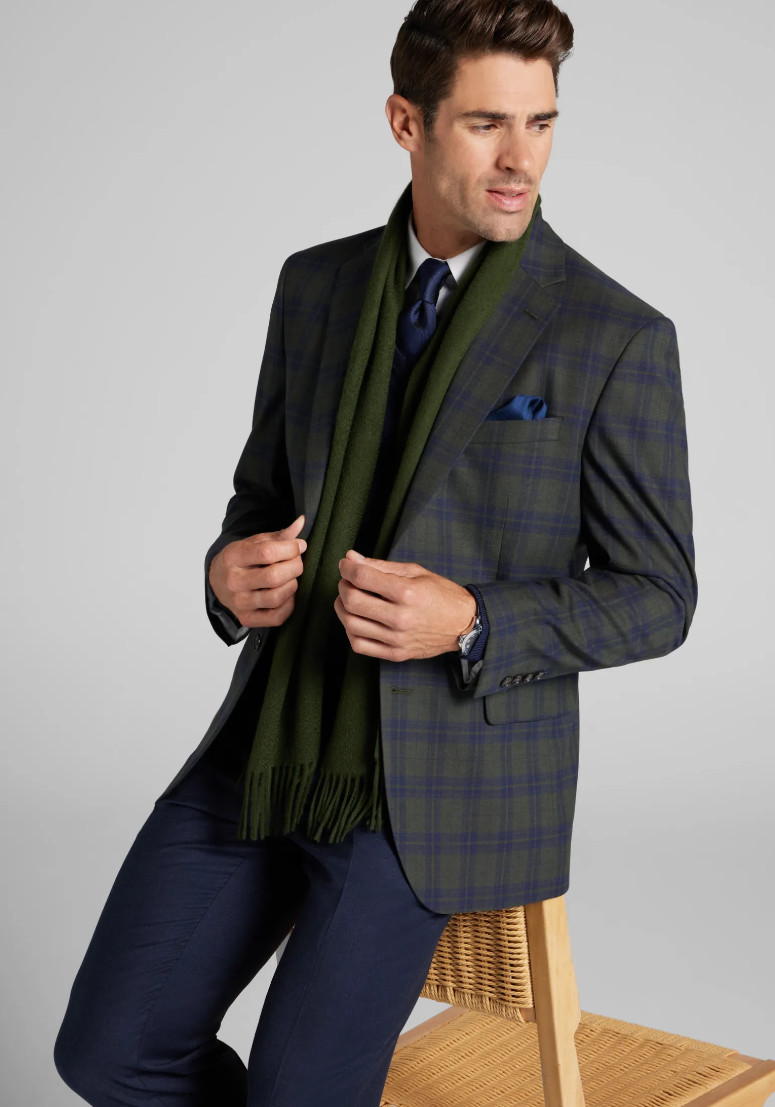 Jos. A. Bank Tailored Fit Plaid Comfort Stretch Sportcoat