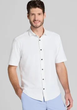 Jos. A. Bank Tailored Fit Seersucker Short Sleeve Button Up Shirt
