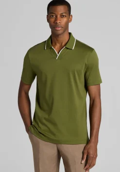 Jos. A. Bank Tailored Fit Short Sleeve Liquid Cotton Interlock Johnny Polo - Big & Tall
