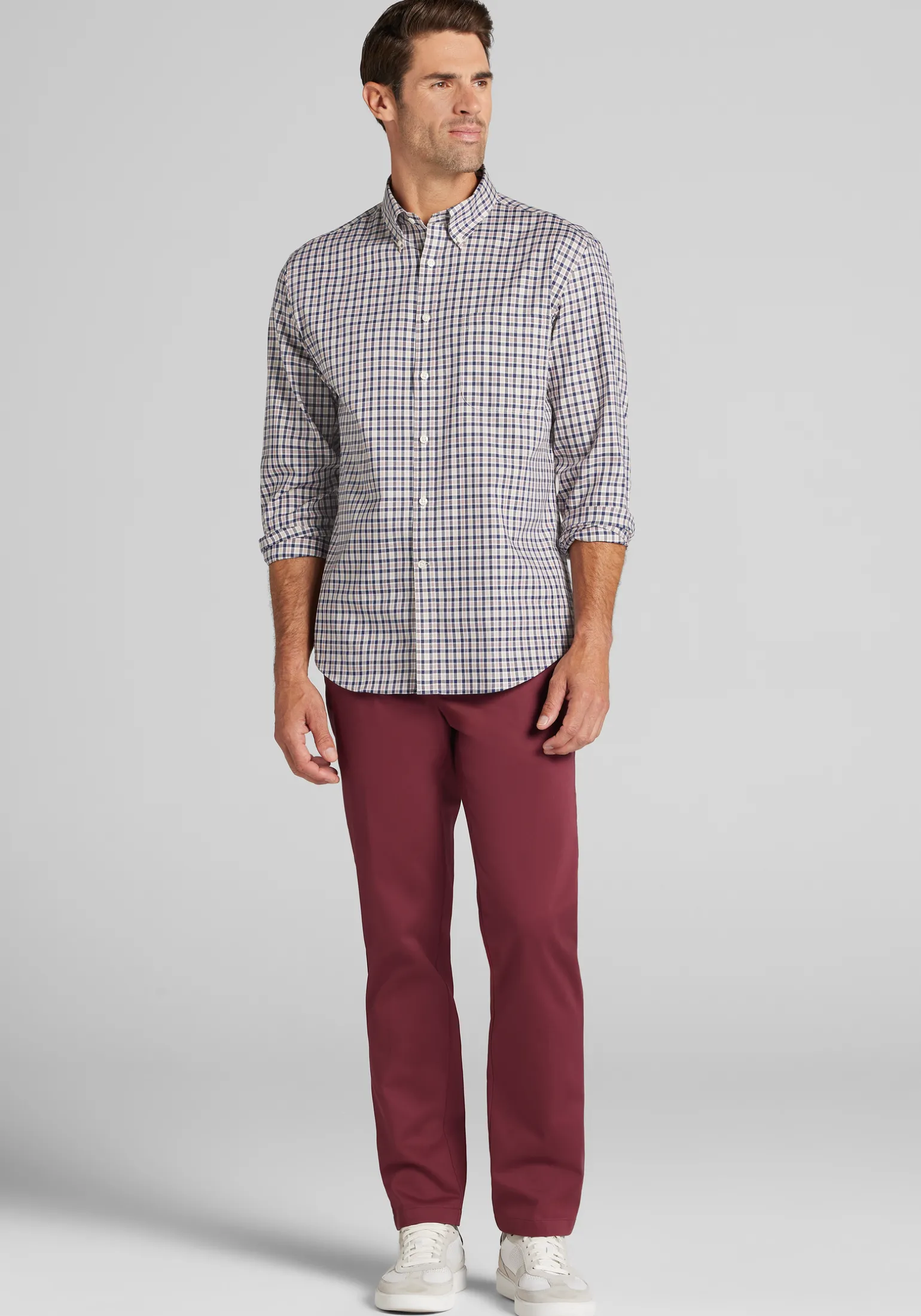 Jos. A. Bank Tailored Fit Small Check Button Up Shirt