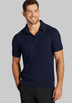 Jos. A. Bank Tailored Fit Vertical Texture Polo Sweater - Big & Tall