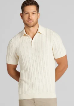 Jos. A. Bank Tailored Fit Vertical Texture Polo Sweater