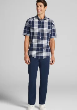 Jos. A. Bank Traditional Fit Large Plaid Short Sleeve Button Up Shirt