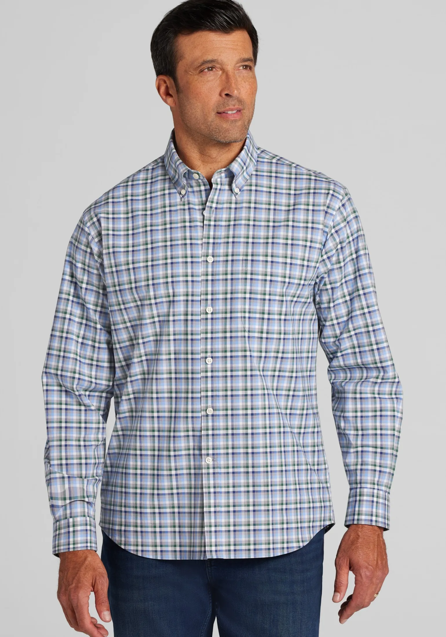Jos. A. Bank Traditional Fit Multi-Check Button Up Shirt