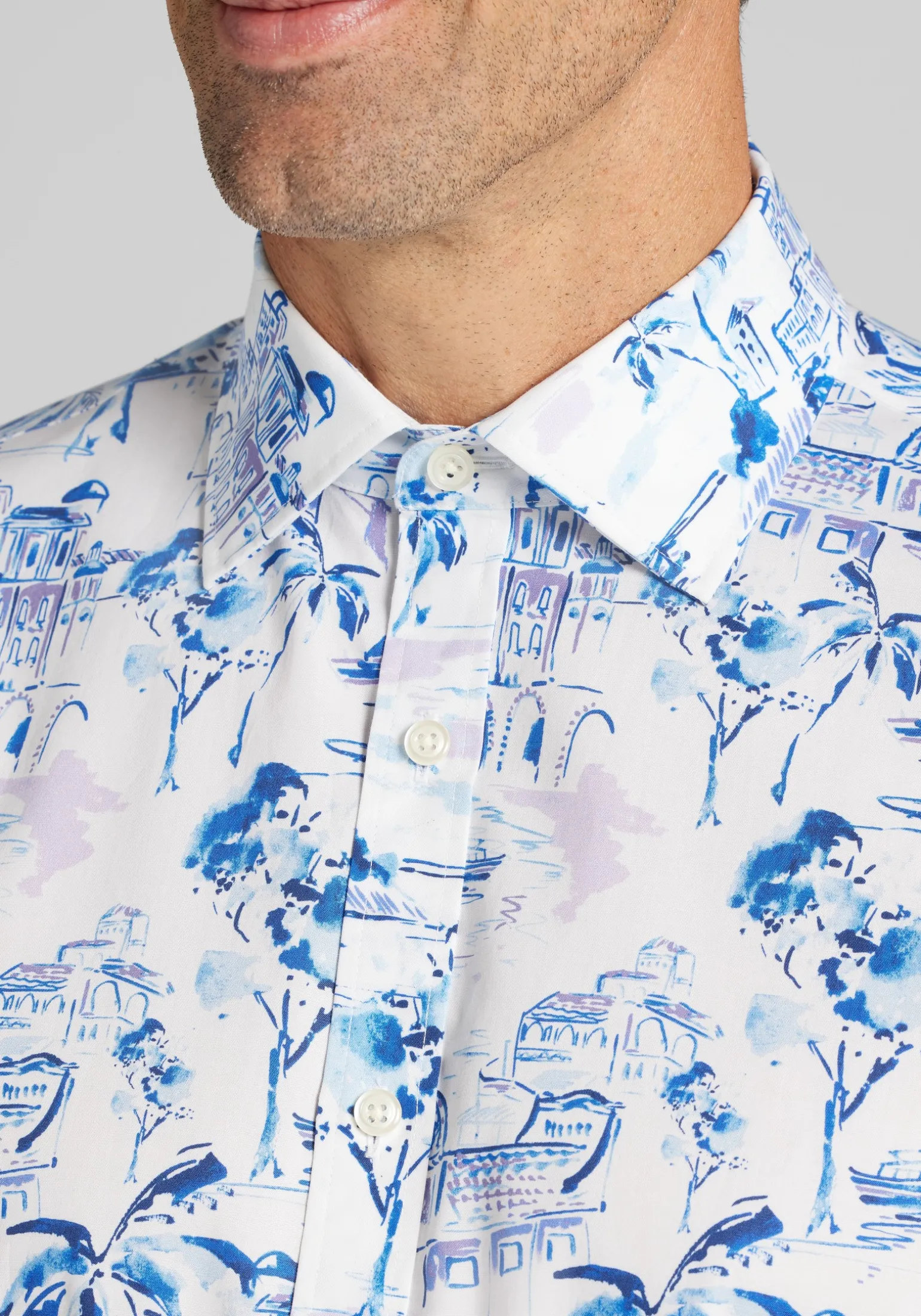 Jos. A. Bank Traditional Fit Mykonos Short Sleeve Button Up Shirt