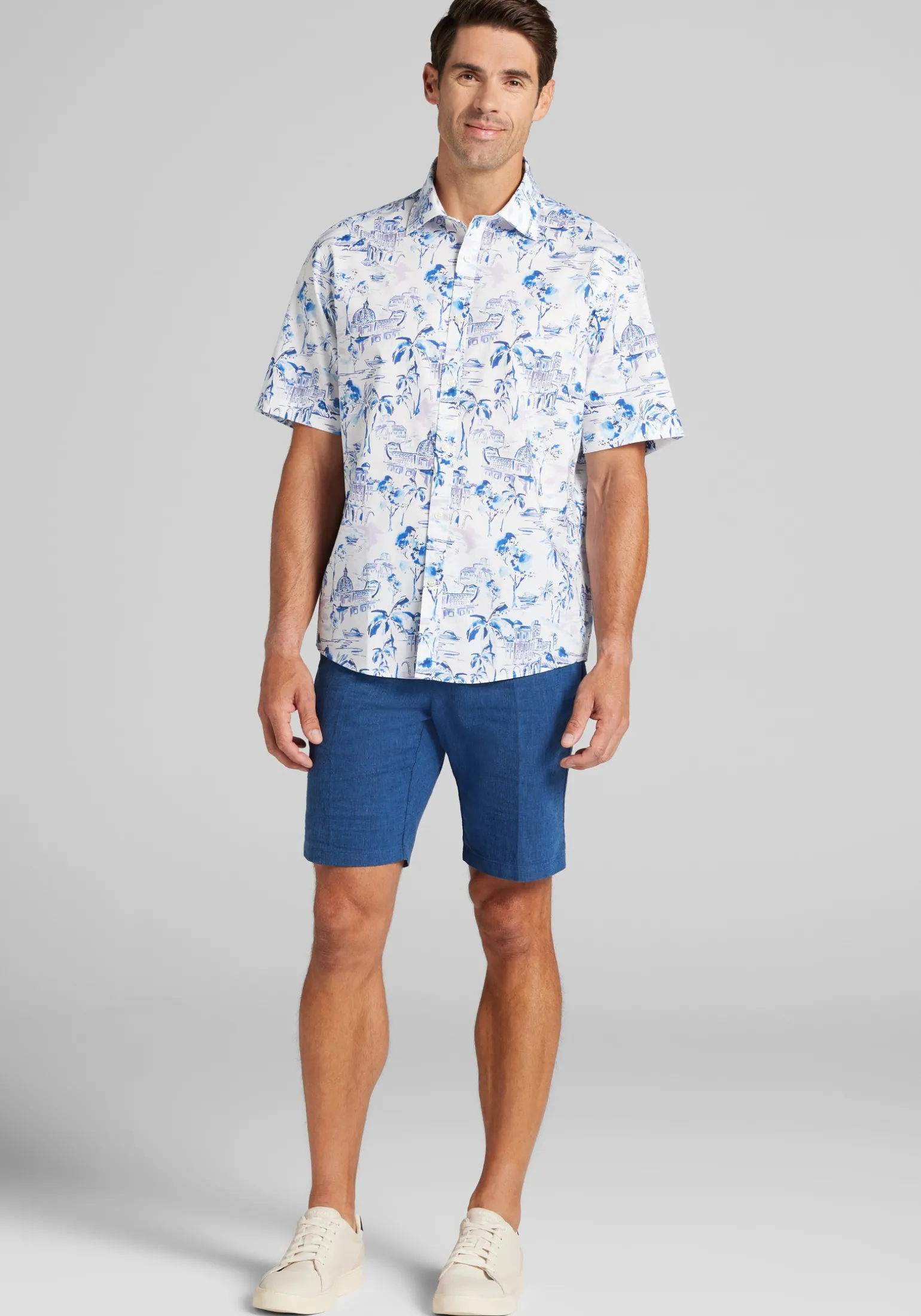 Jos. A. Bank Traditional Fit Mykonos Short Sleeve Button Up Shirt