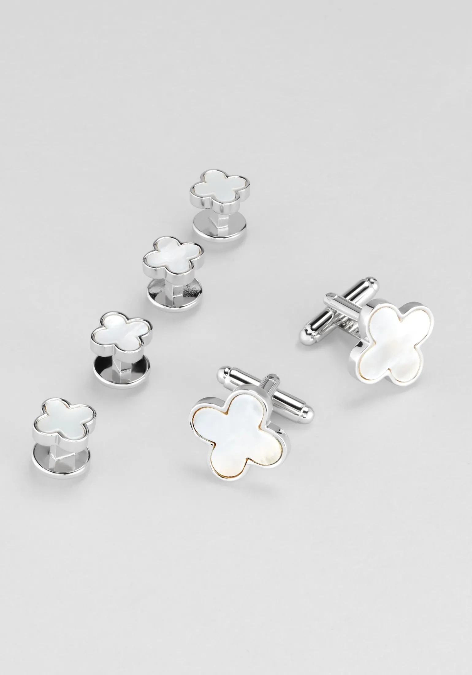 Joseph A. Bank Mother of Pearl Quatrefoil Cufflink and Stud Set