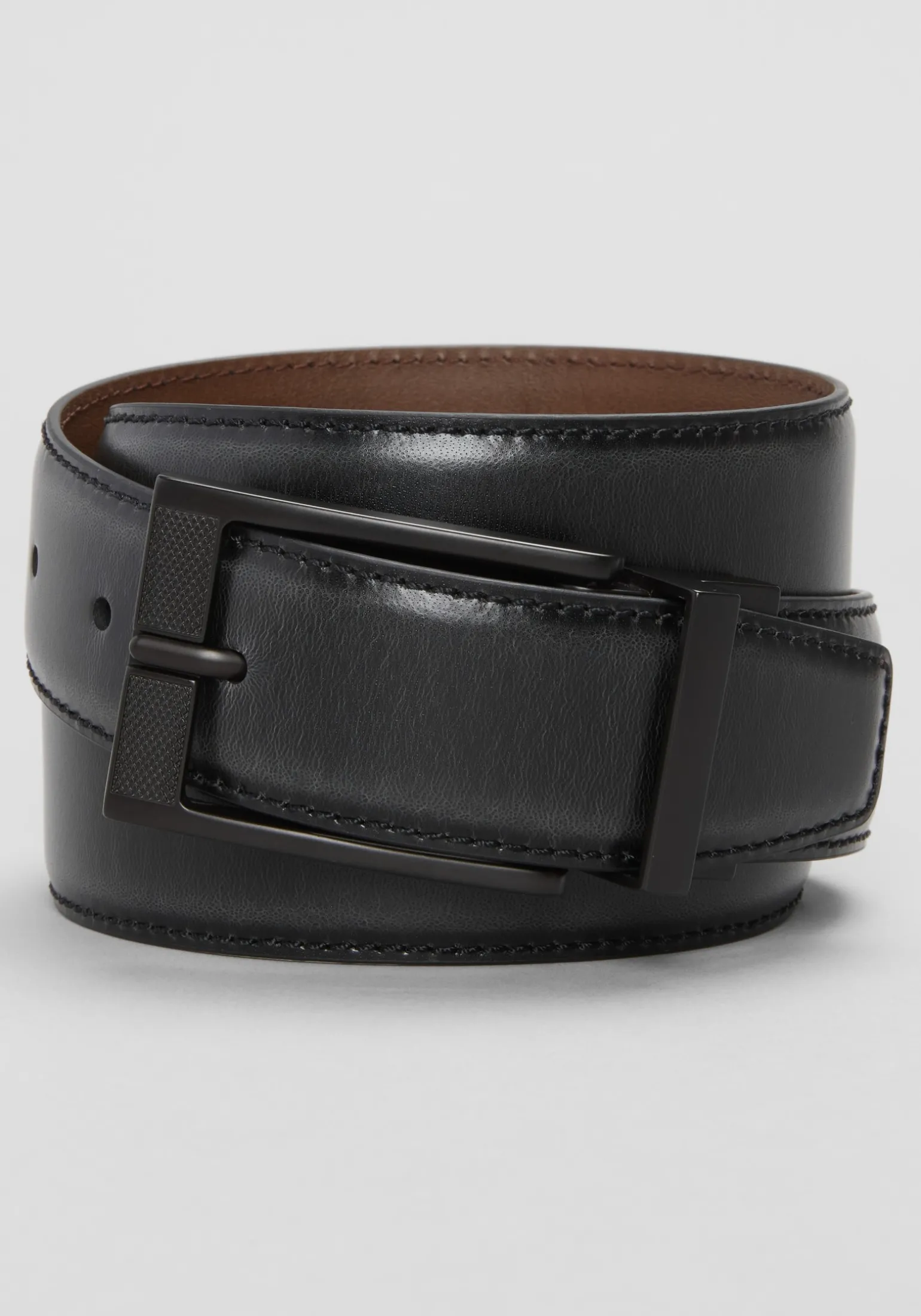 Joseph A. Bank Stitched Feather Edge Two-Tone Reversible Leather Belt