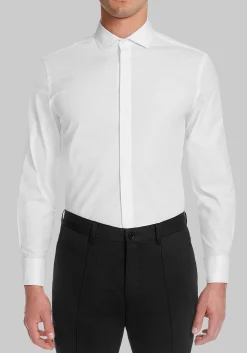 Michelsons of London Tailored Fit Covered Placket Formal Dress Shirt