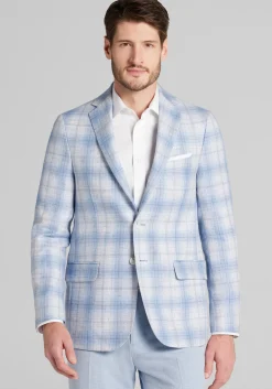 Reserve Collection Slim Fit Linen Blend Plaid Sportcoat - Big & Tall