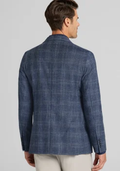 Reserve Collection Tailored Fit Wool-Cotton Blend Medium Plaid Sportcoat