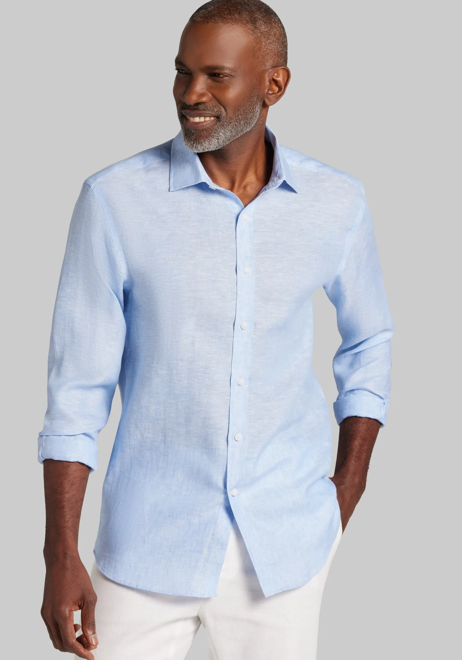Reserve Collection Tailored Fit Linen Button Up Shirt