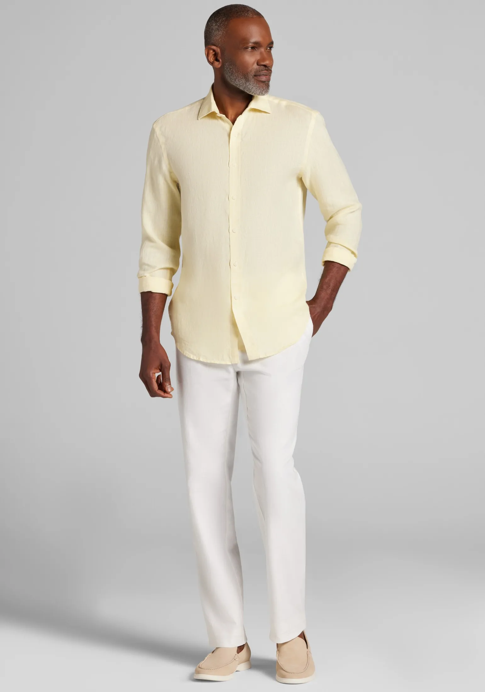 Reserve Collection Tailored Fit Linen Button Up Shirt