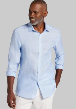 Reserve Collection Tailored Fit Linen Button Up Shirt - Big & Tall