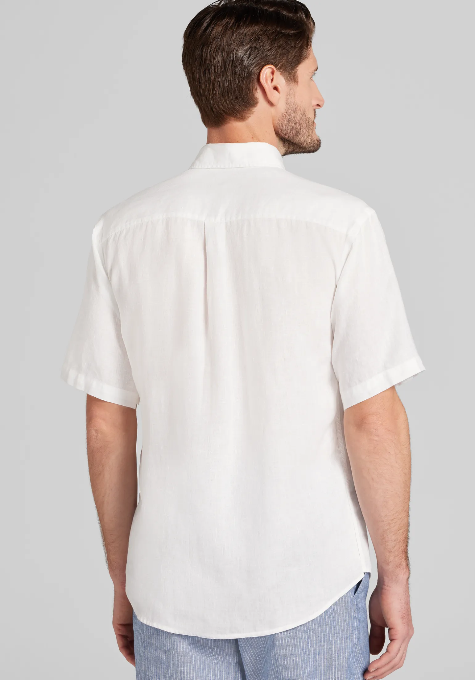 Reserve Collection Tailored Fit Linen Short Sleeve Button Up Shirt