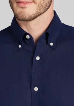 Reserve Collection Tailored Fit Linen Short Sleeve Button Up Shirt