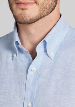 Reserve Collection Tailored Fit Linen Short Sleeve Button Up Shirt