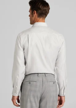 Reserve Collection Tailored Fit Solid Herringbone Dress Shirt