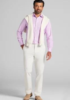 Reserve Collection Tailored Fit Spread Collar Herringbone Dress Shirt