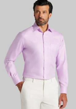 Reserve Collection Tailored Fit Spread Collar Herringbone Dress Shirt