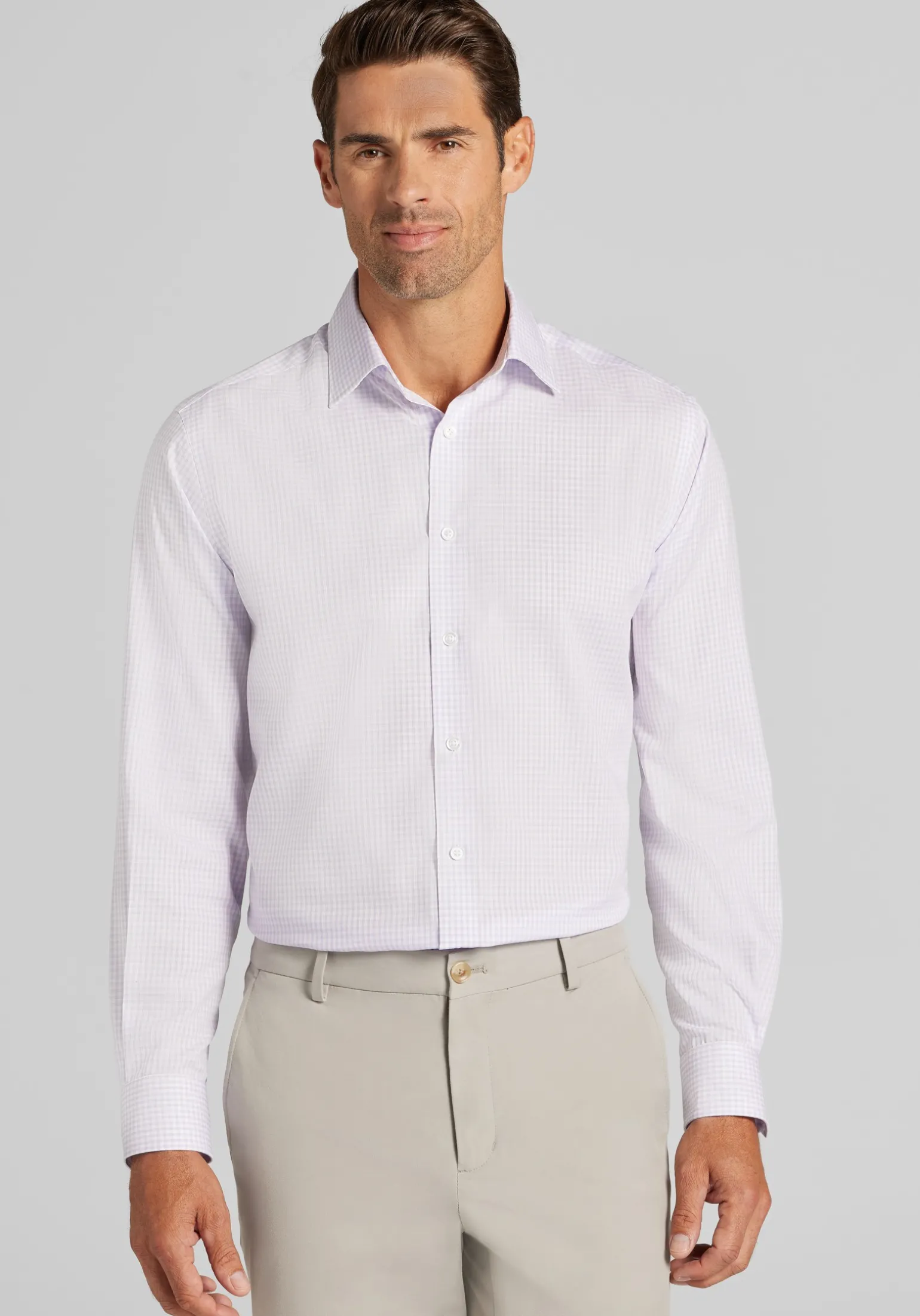 Reserve Collection Tailored Fit Spread Collar Gingham Dress Shirt