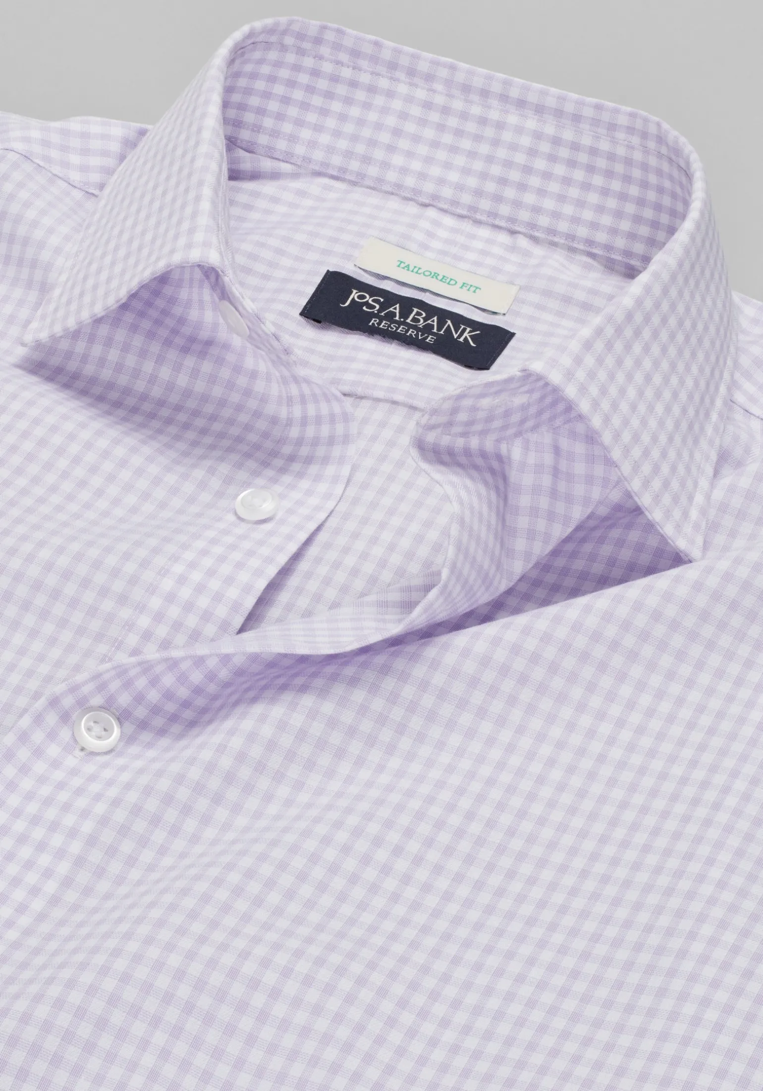 Reserve Collection Tailored Fit Spread Collar Gingham Dress Shirt