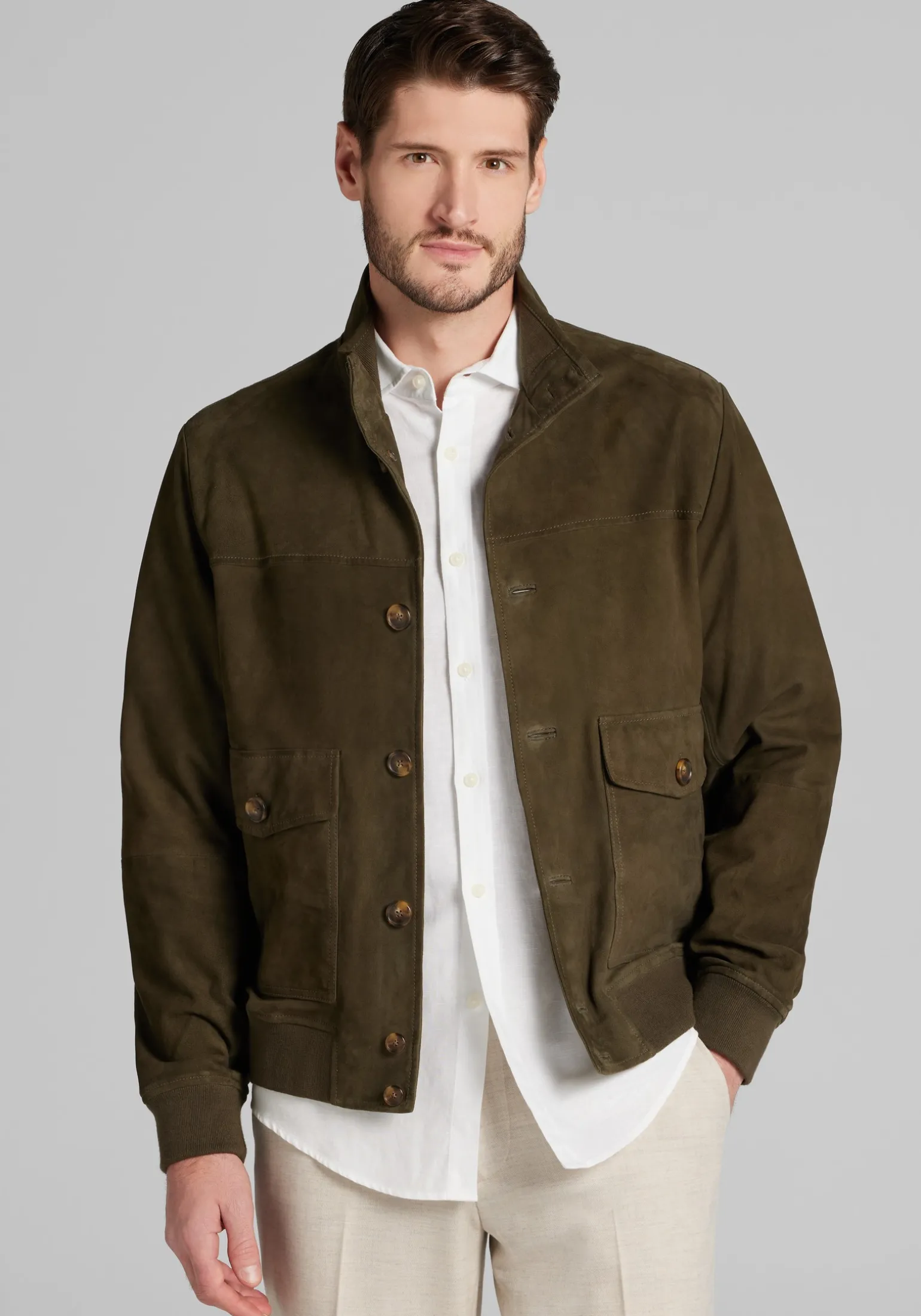 Reserve Collection Tailored Fit Suede Bomber Jacket CLEARANCE