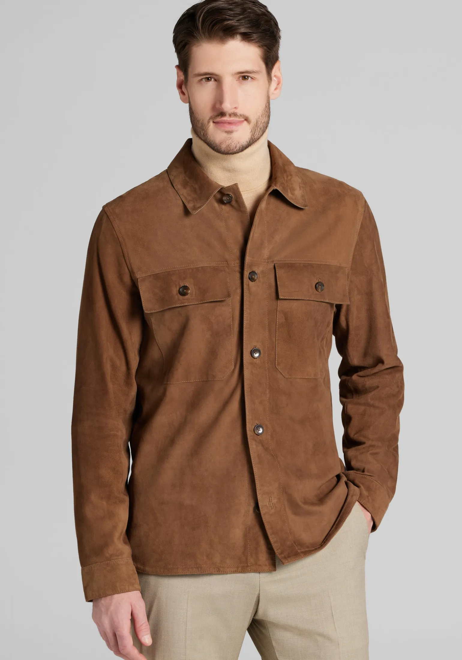 Reserve Collection Tailored Fit Suede Shirt Jacket - Big & Tall CLEARANCE