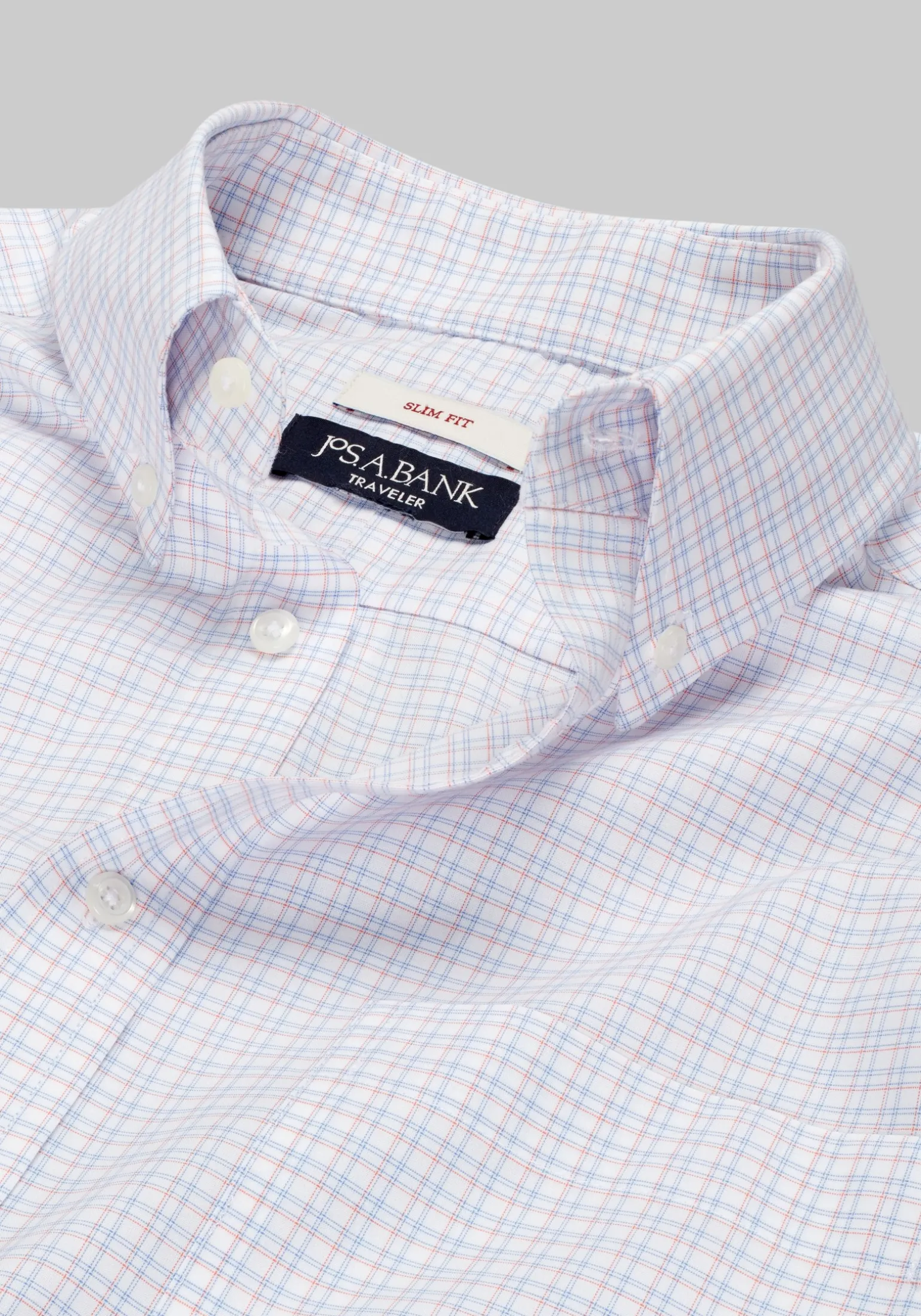 Traveler® Collection Slim Fit Button-Down Collar Plaid Dress Shirt
