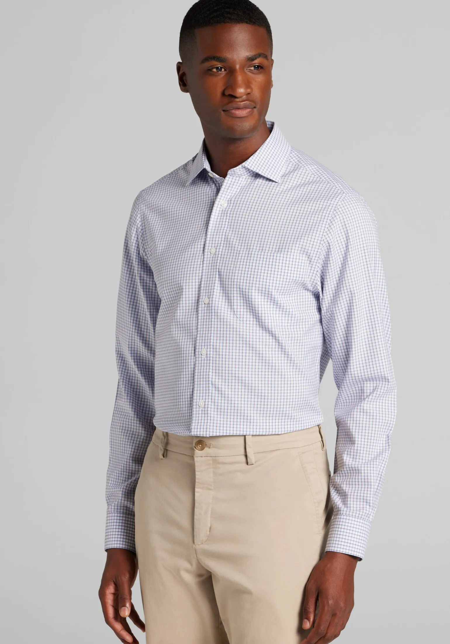 Traveler® Collection Slim Fit Spread Collar Check Dress Shirt