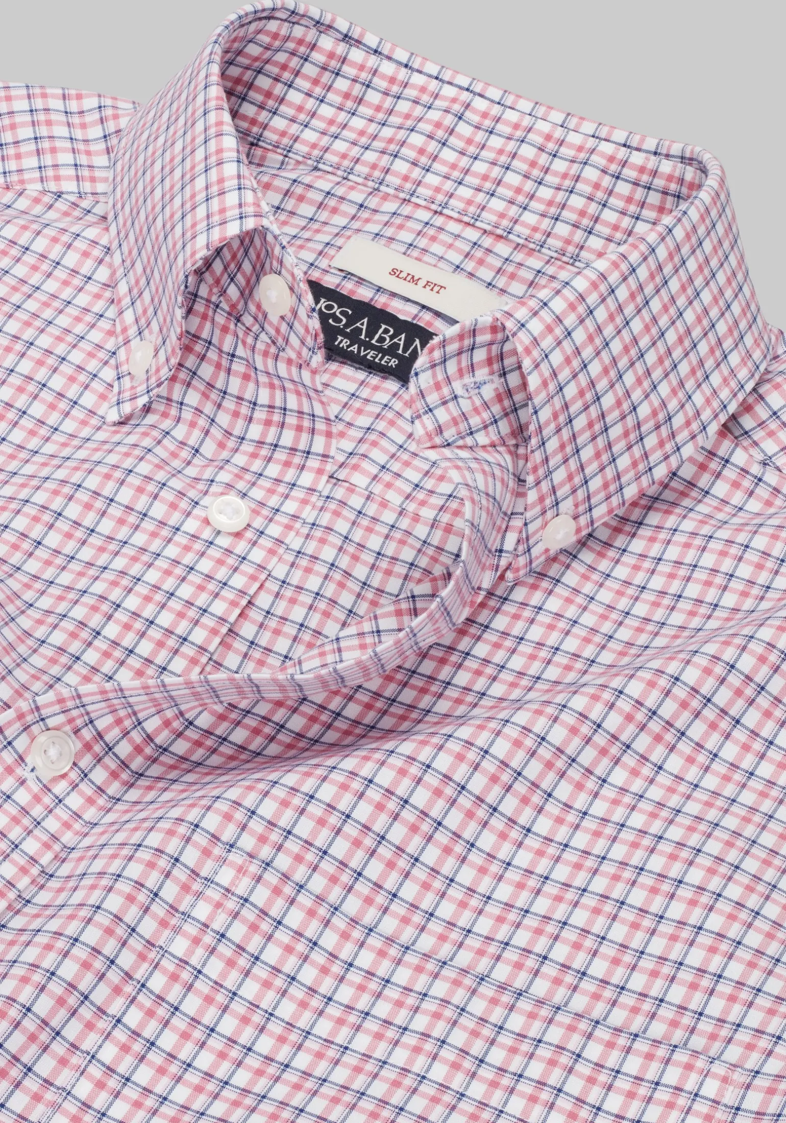 Traveler® Collection Slim Fit Button-Down Collar Plaid Dress Shirt