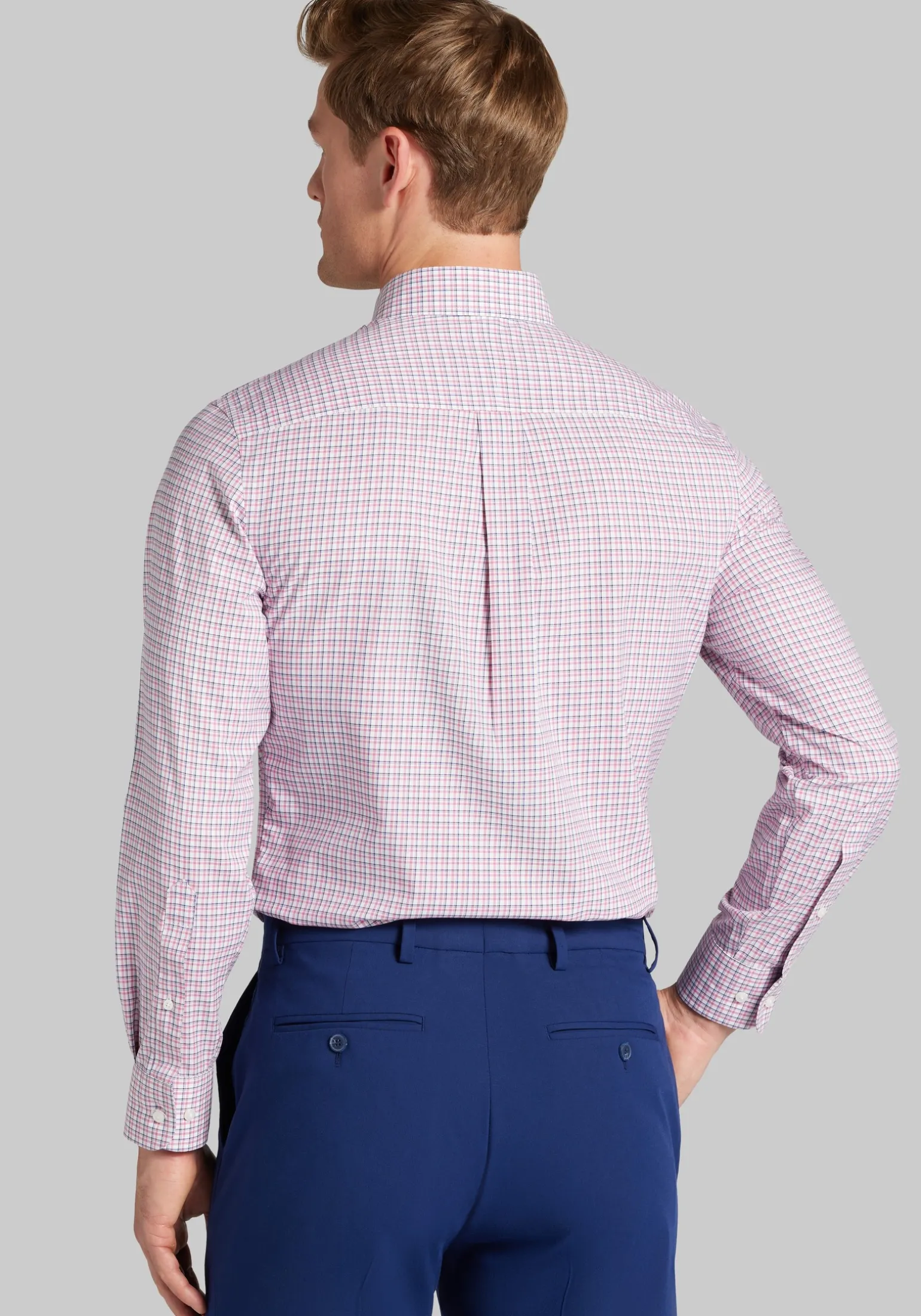 Traveler® Collection Slim Fit Button-Down Collar Plaid Dress Shirt