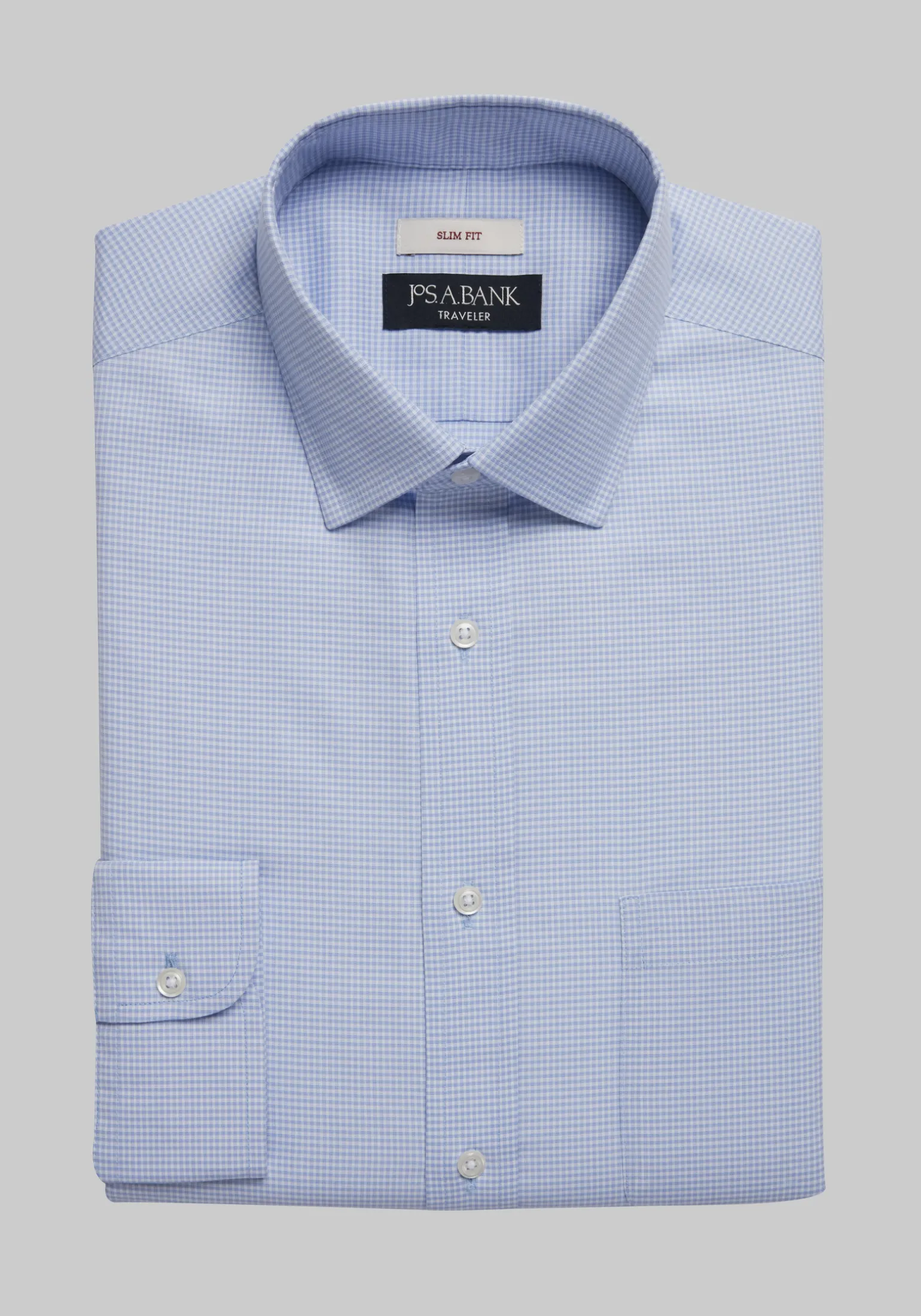 Traveler® Collection Slim Fit Spread Collar Gingham Dress Shirt