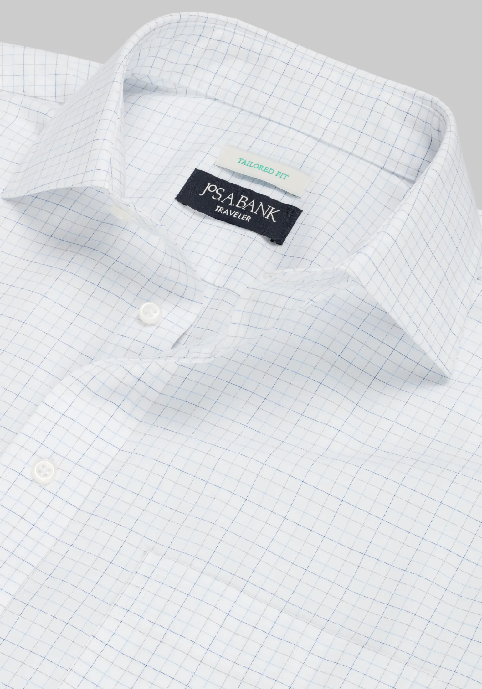 Traveler® Collection Tailored Fit Spread Collar Tattersall Dress Shirt - Big & Tall