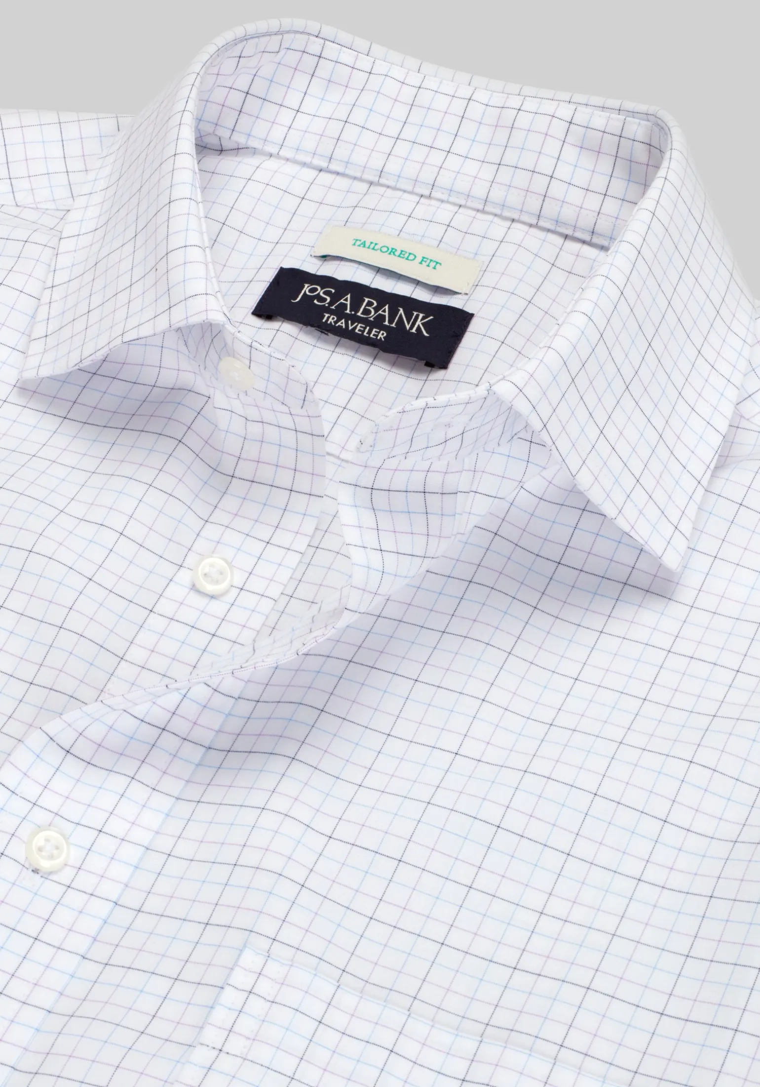 Traveler® Collection Tailored Fit Spread Collar Tattersall Dress Shirt - Big & Tall