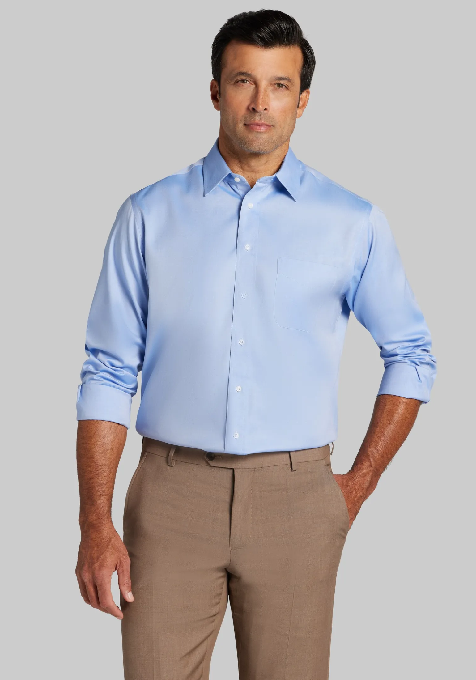 Traveler® Collection Tailored Fit Point Collar Dress Shirt